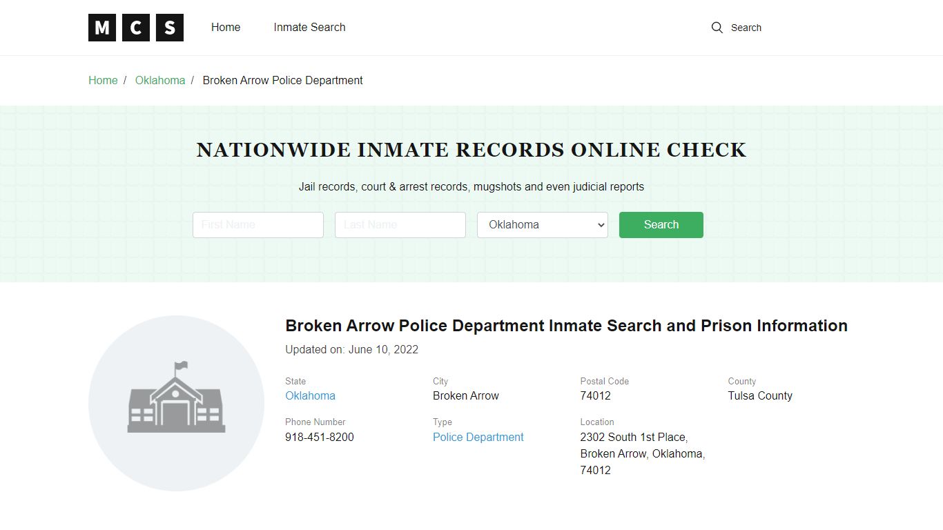 Broken Arrow, OK Police and Jail Records